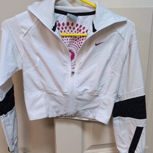 Nike Women's White Bomber Jacket with Black Accents